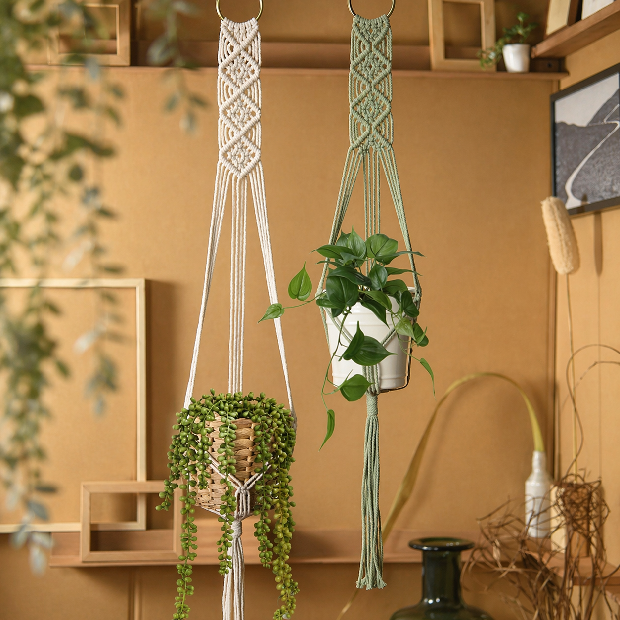 Macrame Plant Hanger With Tassel For Indoor Decor Pot