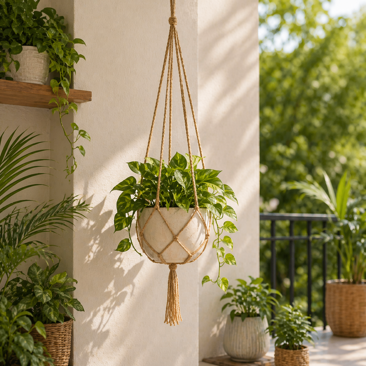 Tasseled Macrame Plant Hangers For Indoor Outdoor Balcony Use