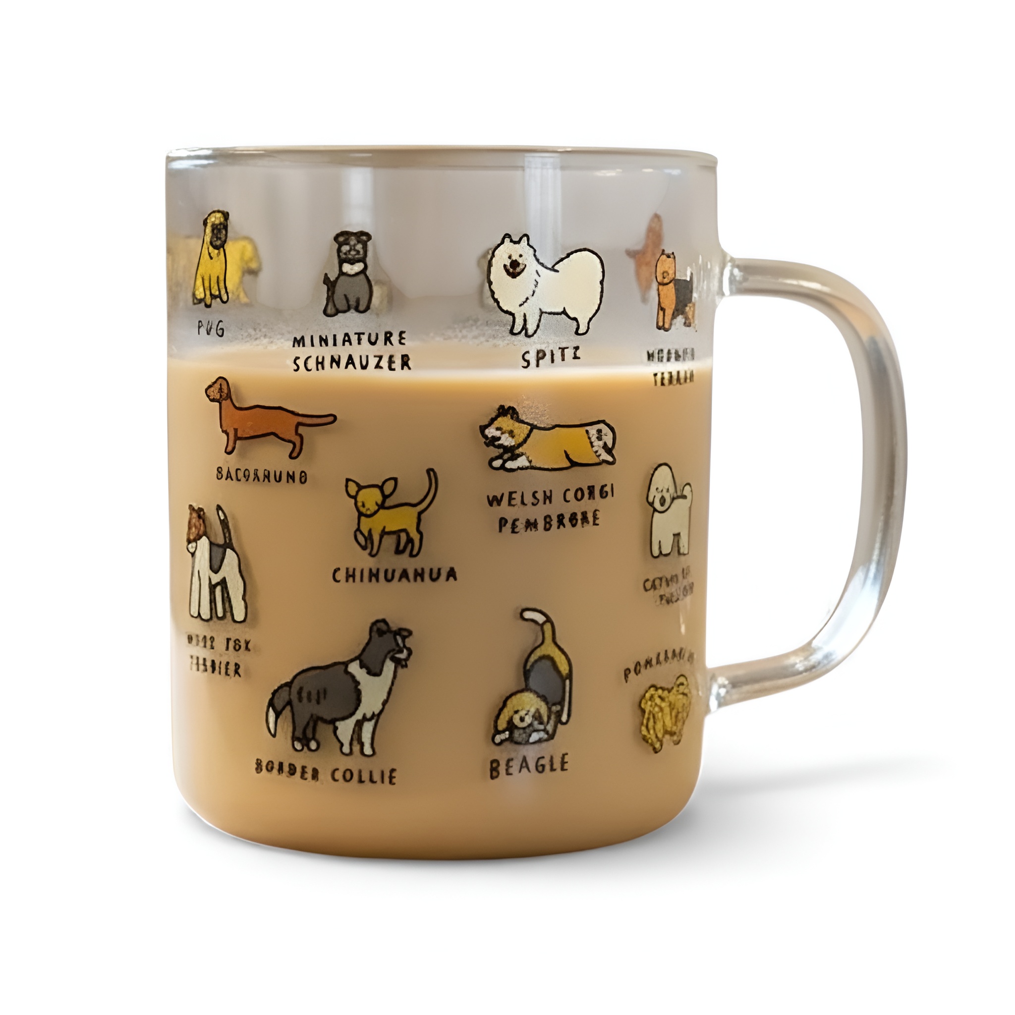 Printed Clear Glass Mug With Animal Designs For Tea And Coffee