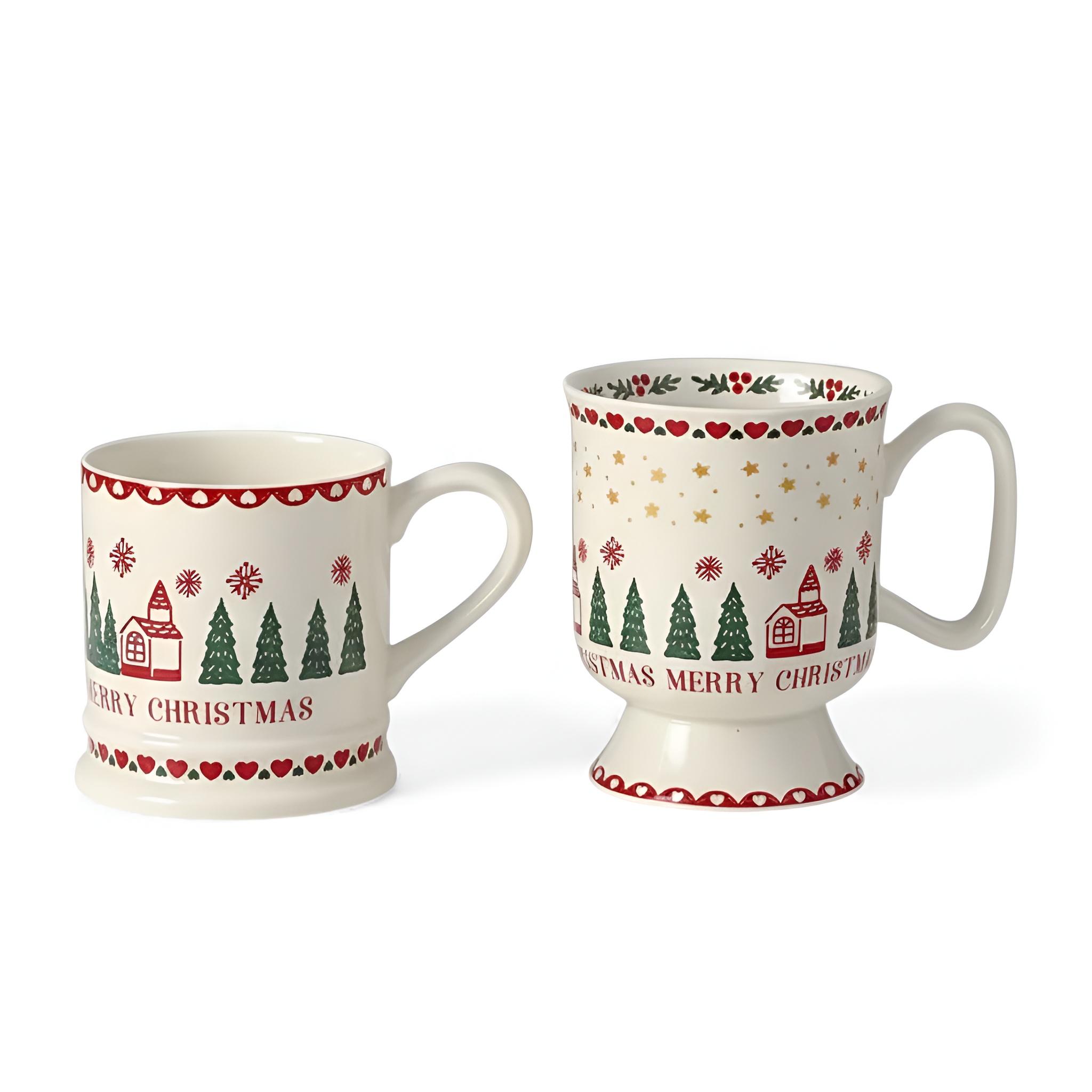 2 Pieces Christmas Mug With Snowflake Design