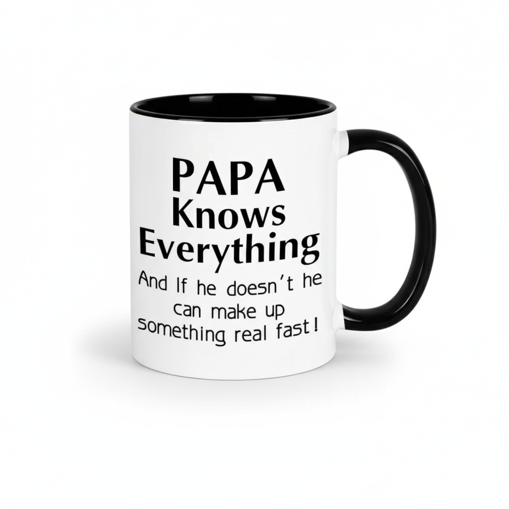 Papa Knows Everything Funny Ceramic Coffee MugPapa Knows Everything Printed Funny Ceramic Coffee Mug - Image 4