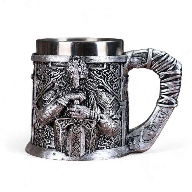 Stainless Steel Viking Beer CupStainless Steel Drink Mug With Norse Style Warrior And Dragon Design - Image 6