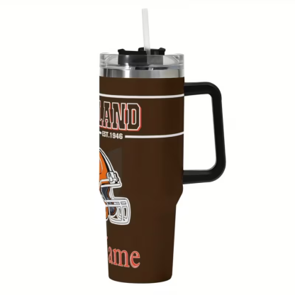 Custom Cleveland Browns Football 40oz Insulated Tumbler with Name