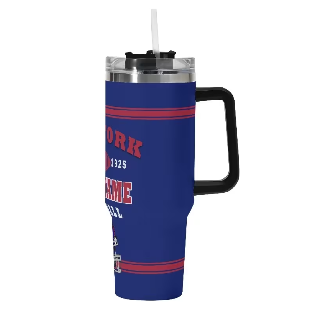 Custom NYC 40oz Stainless Steel Travel Mug with Lid & StrawNew York Giants Custom Travel Mug - Image 2
