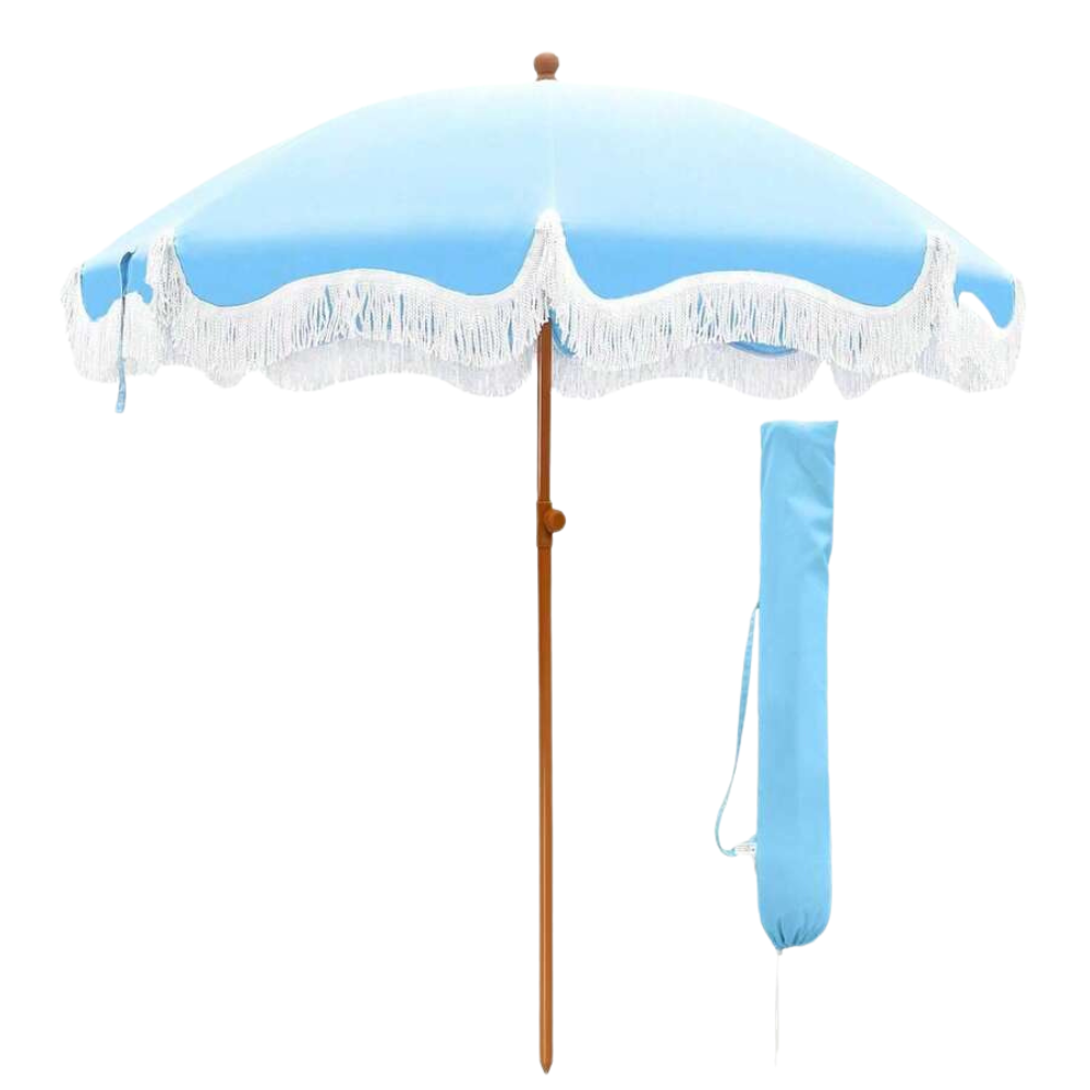 7FT Portable Beach Umbrella With Fringe And Windproof Design