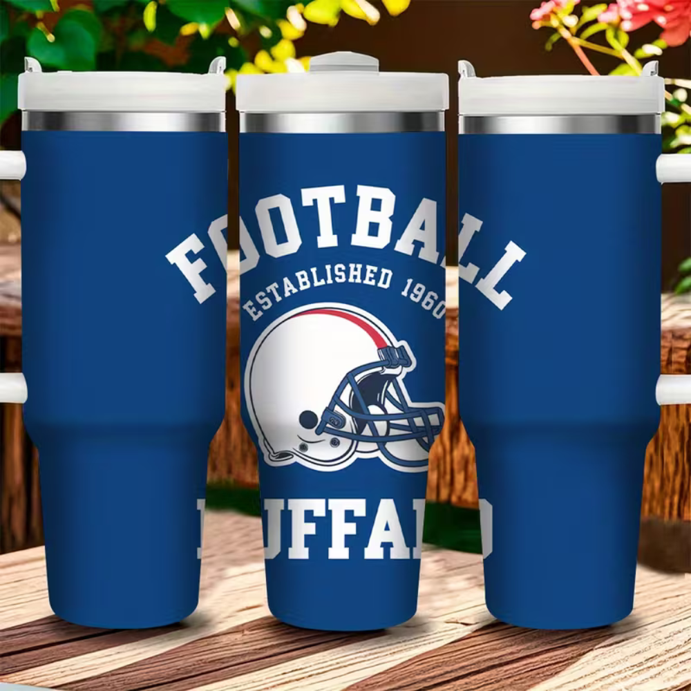 Buffalo Football 40oz Stainless Steel Insulated Tumbler with StrawBuffalo Bills Football Team Themed 40oz Insulated Tumbler - Image 3
