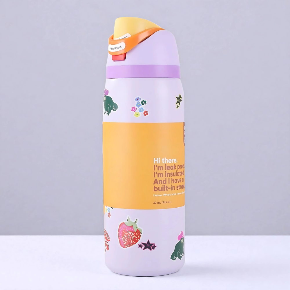 32oz Insulated Stainless Steel Water Bottle With Straw