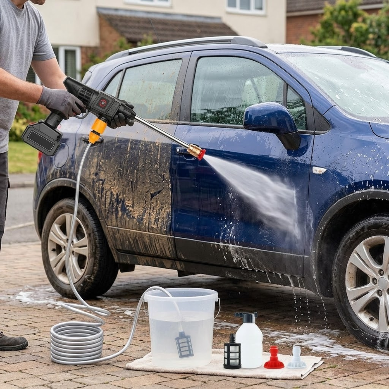 Battery Powered Cordless Pressure Washer With Adjustable Spray Nozzle