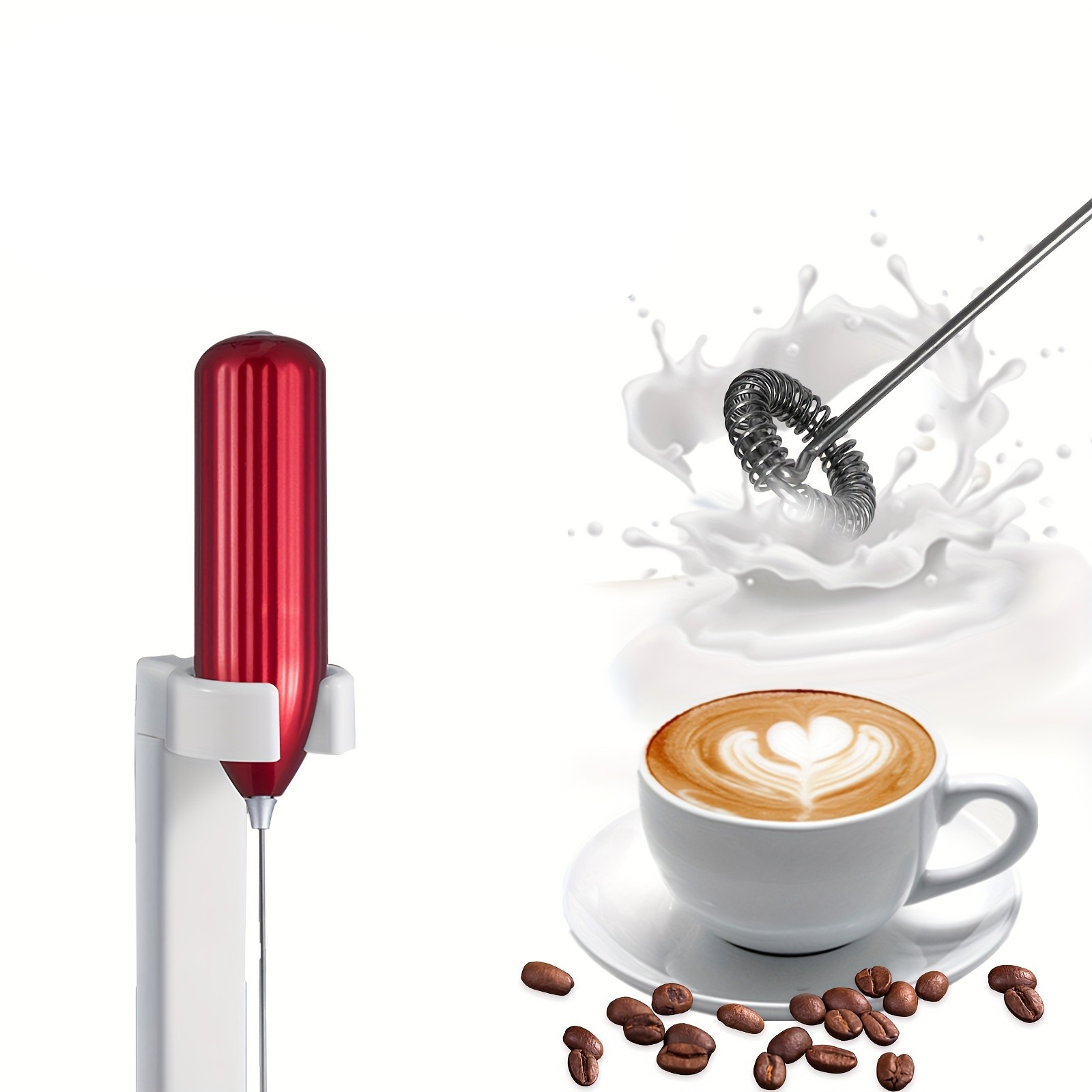 Electric Milk Frother, Milk Foam Maker, Requires Batteries (Not Included) Stainless Steel Beverage Mixer, Portable Electric Whisk for Coffee, Latte, Cappuccino, Chocolate, Matcha Foam Creator, Mini Coffee Blender, Handheld Mixer