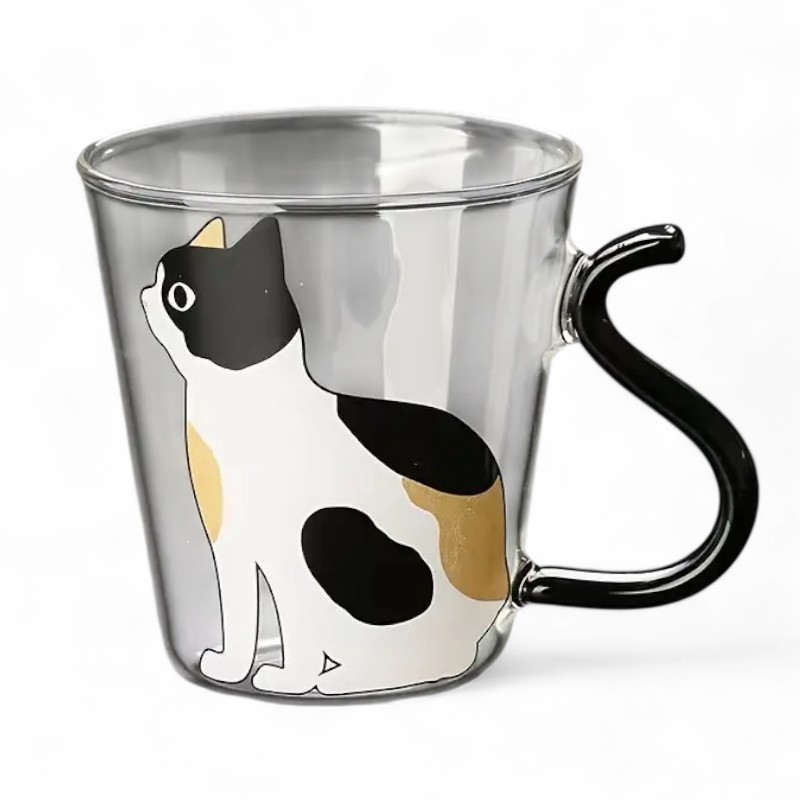 Cat Printed Borosilicate Glass MugCat Printed Borosilicate Glass Mug - Image 2