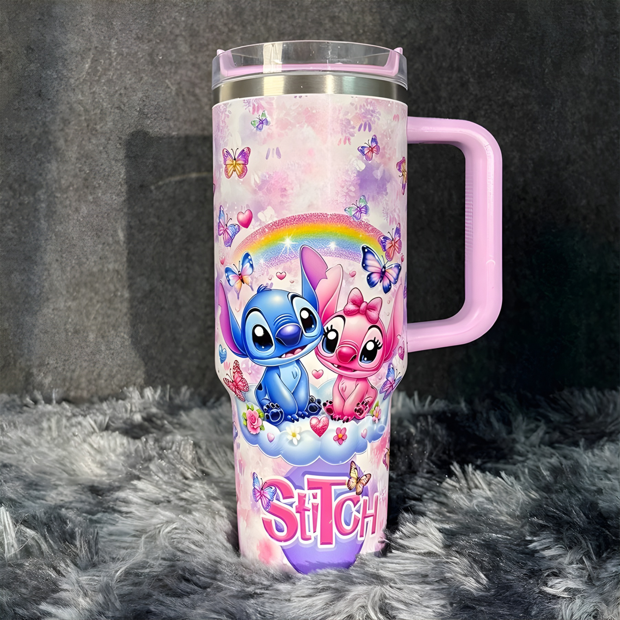Cartoon Butterfly Design Tumbler With Handle For Daily Use