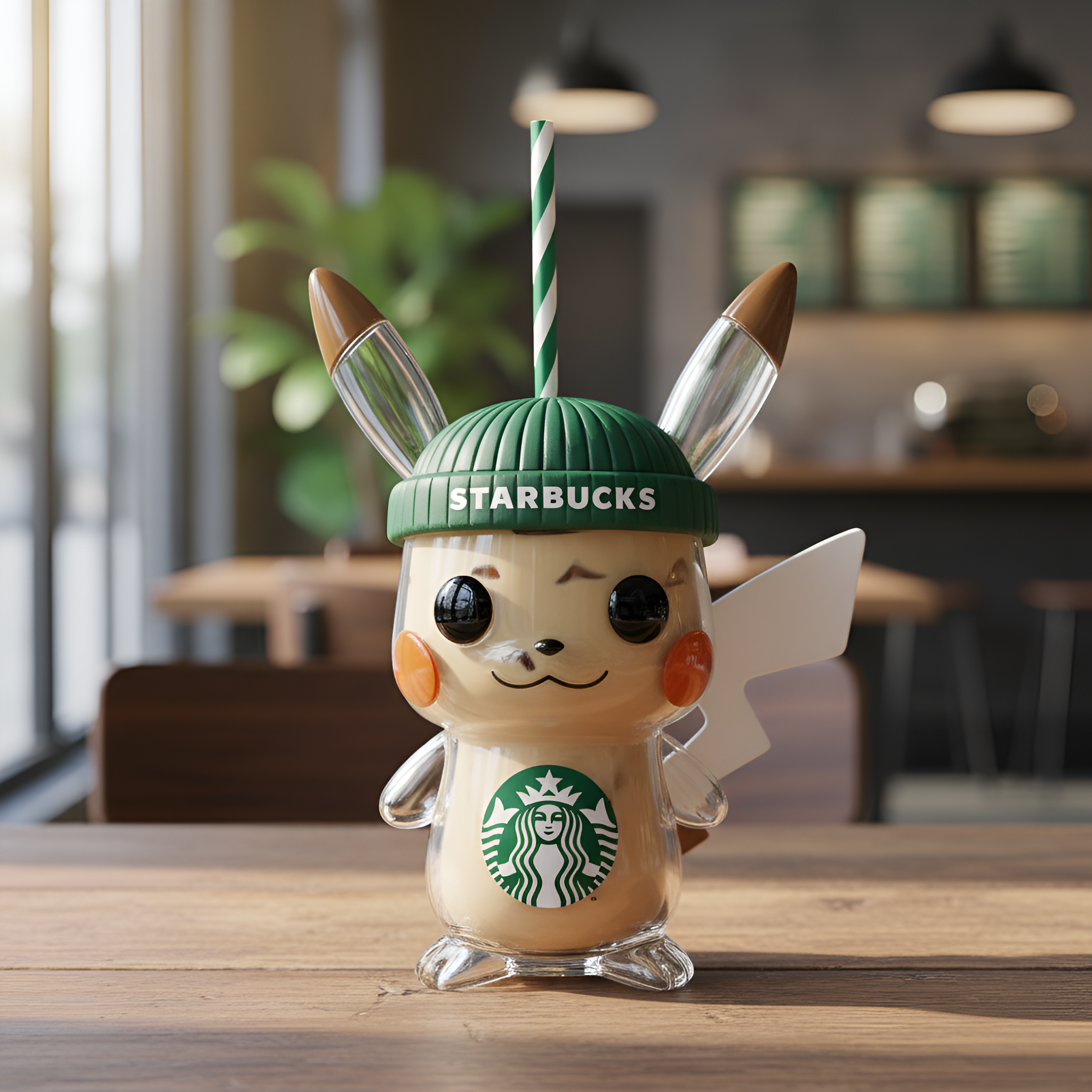 Transparent Cartoon Character Cup With Straw 