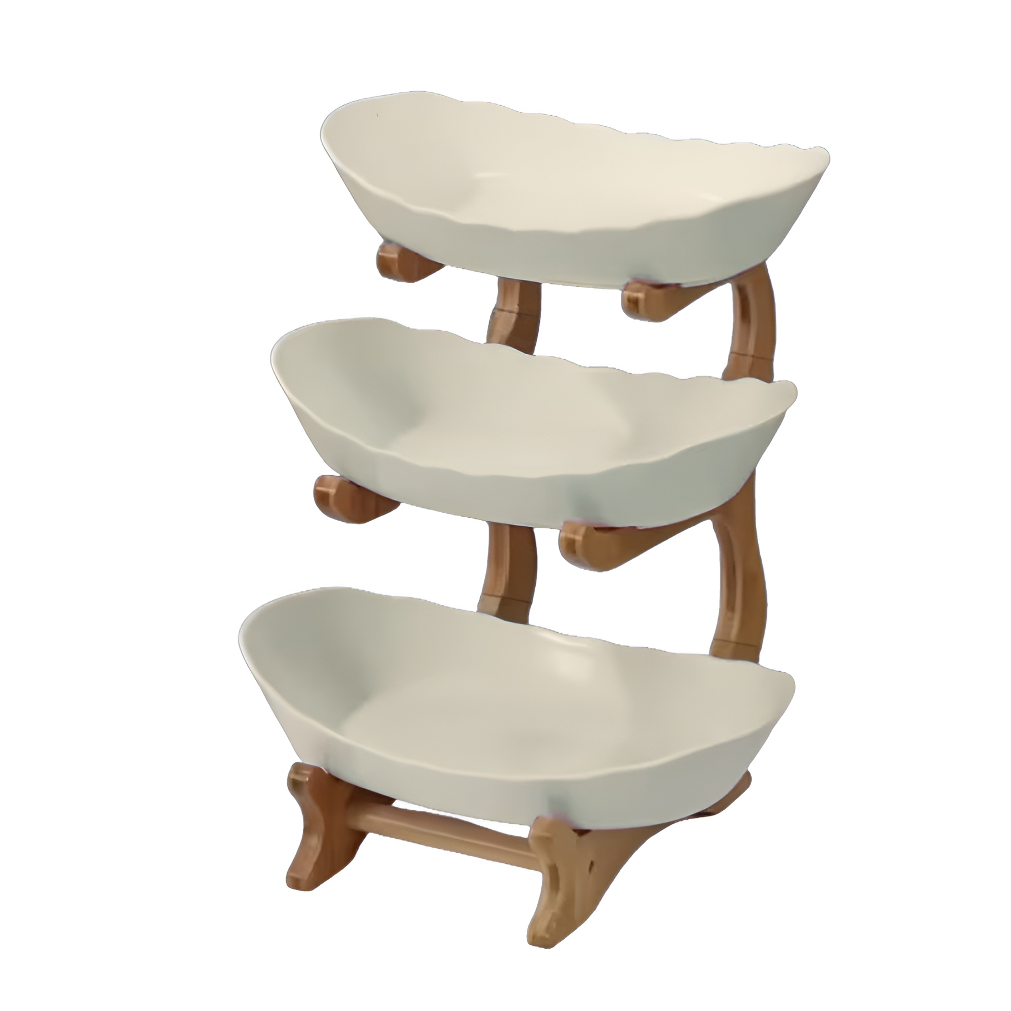 3-Tier Wooden Fruit and Vegetable Basket with Wooden Legs - Versatile Kitchen Organizer for Fruits3 Tier Fruit And Vegetable Storage Basket With Stand - Image 2