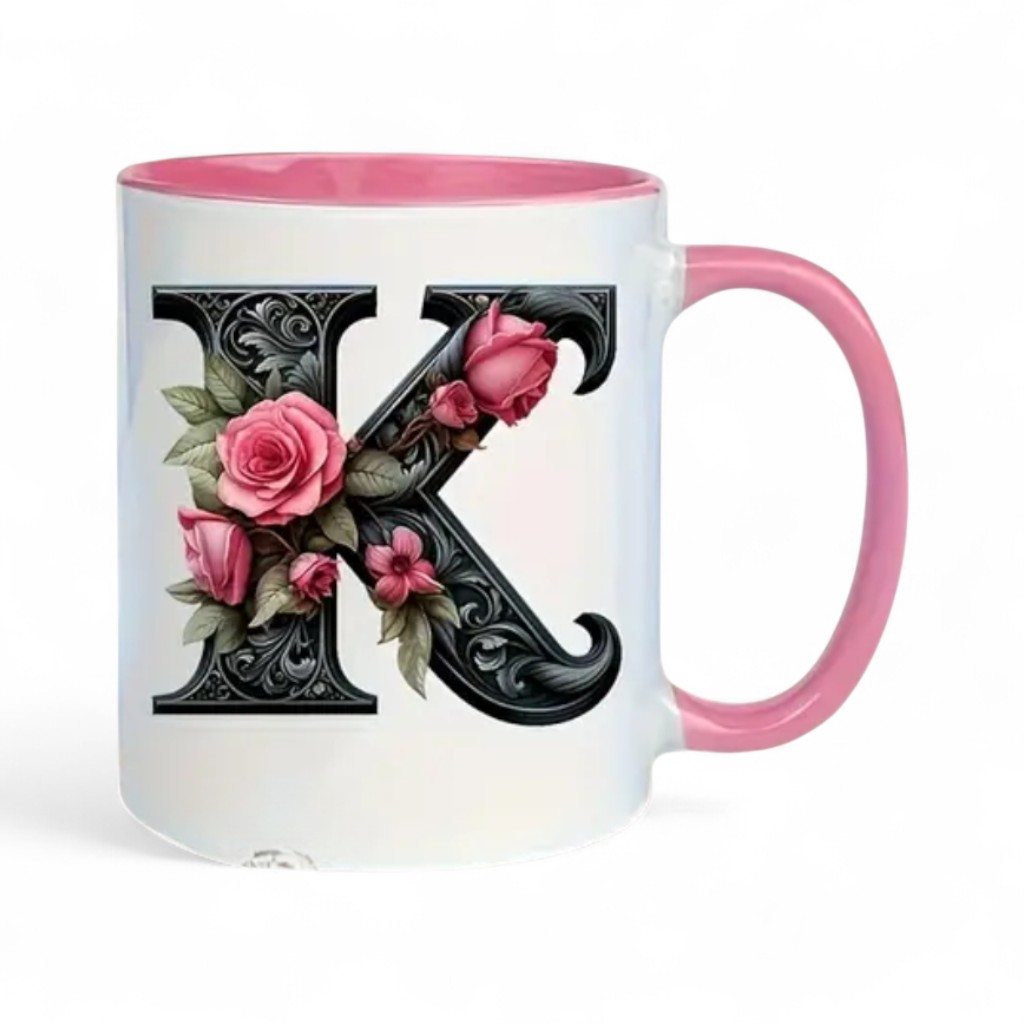 Alphabet Printed Ceramic MugFloral Alphabet Letter Printed Ceramic Coffee Mug - Image 11