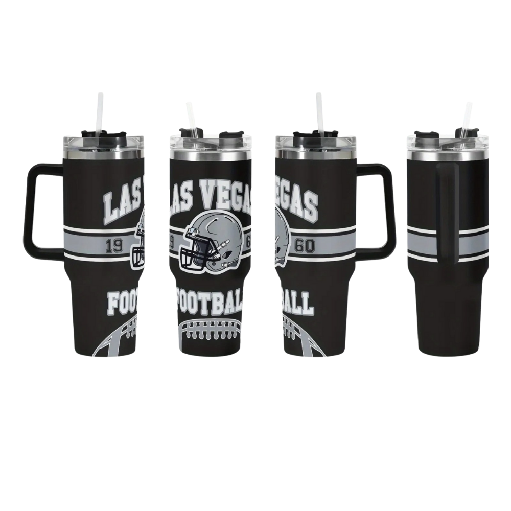 40oz Las Vegas Raiders Football Team Themed Stainless Steel Travel Tumbler