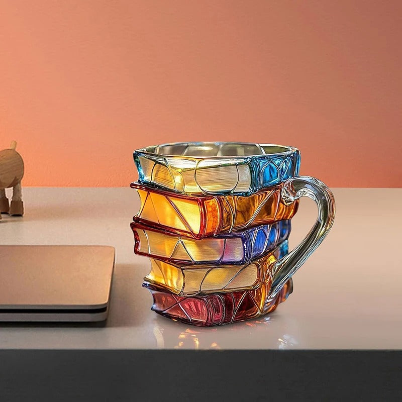 3D Painted Book Mug for Hot or Cold Brews Unique Design Library Coffee Mug-Mineral Mug