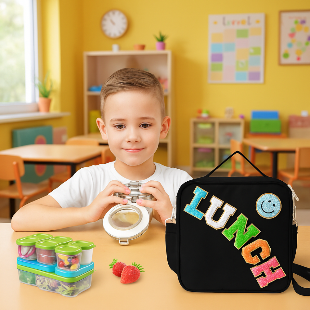 Insulated Lunch Bag With Adjustable Shoulder Strap For Girls School and Travel