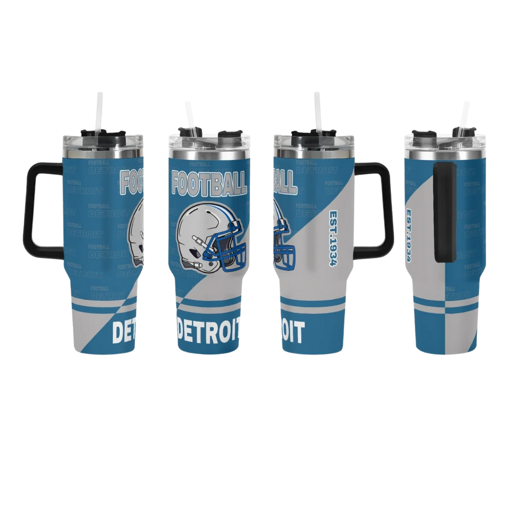 40oz Detroit Lions Football Themed Stainless Steel Travel Cup