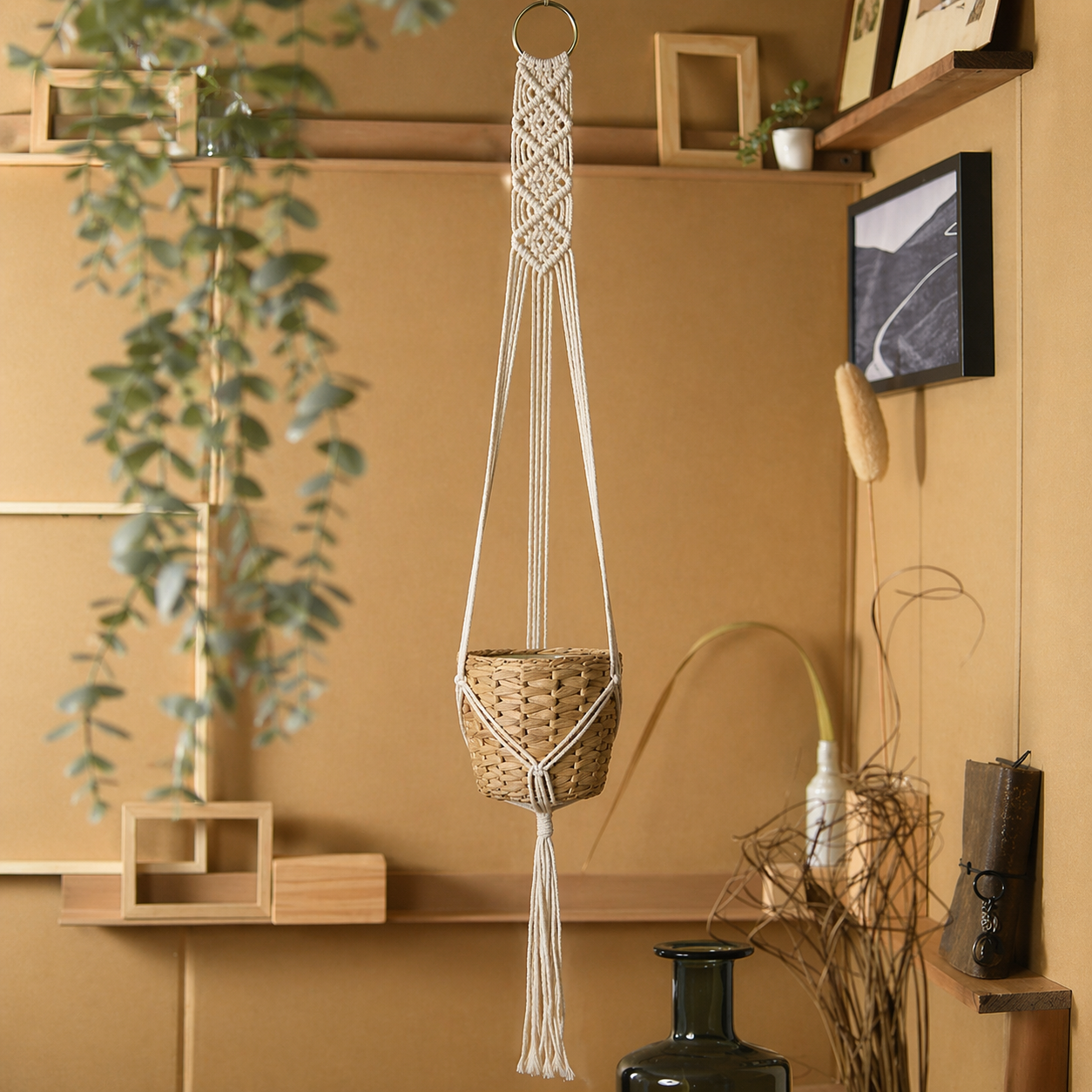 Macrame Plant Hanger With Tassel For Indoor Decor Pot