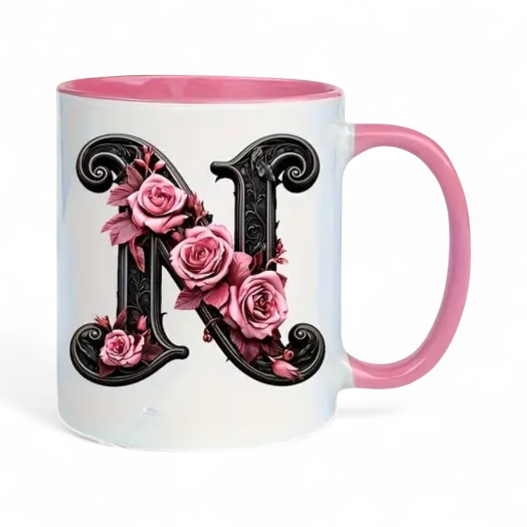 Alphabet Printed Ceramic MugFloral Alphabet Letter Printed Ceramic Coffee Mug - Image 14