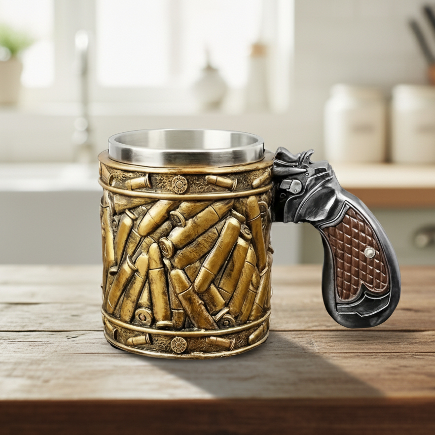 15 Oz Retro Style Stainless Steel Coffee Mug15 Oz Revolver Style Stainless Steel Coffee Mug - Image 2