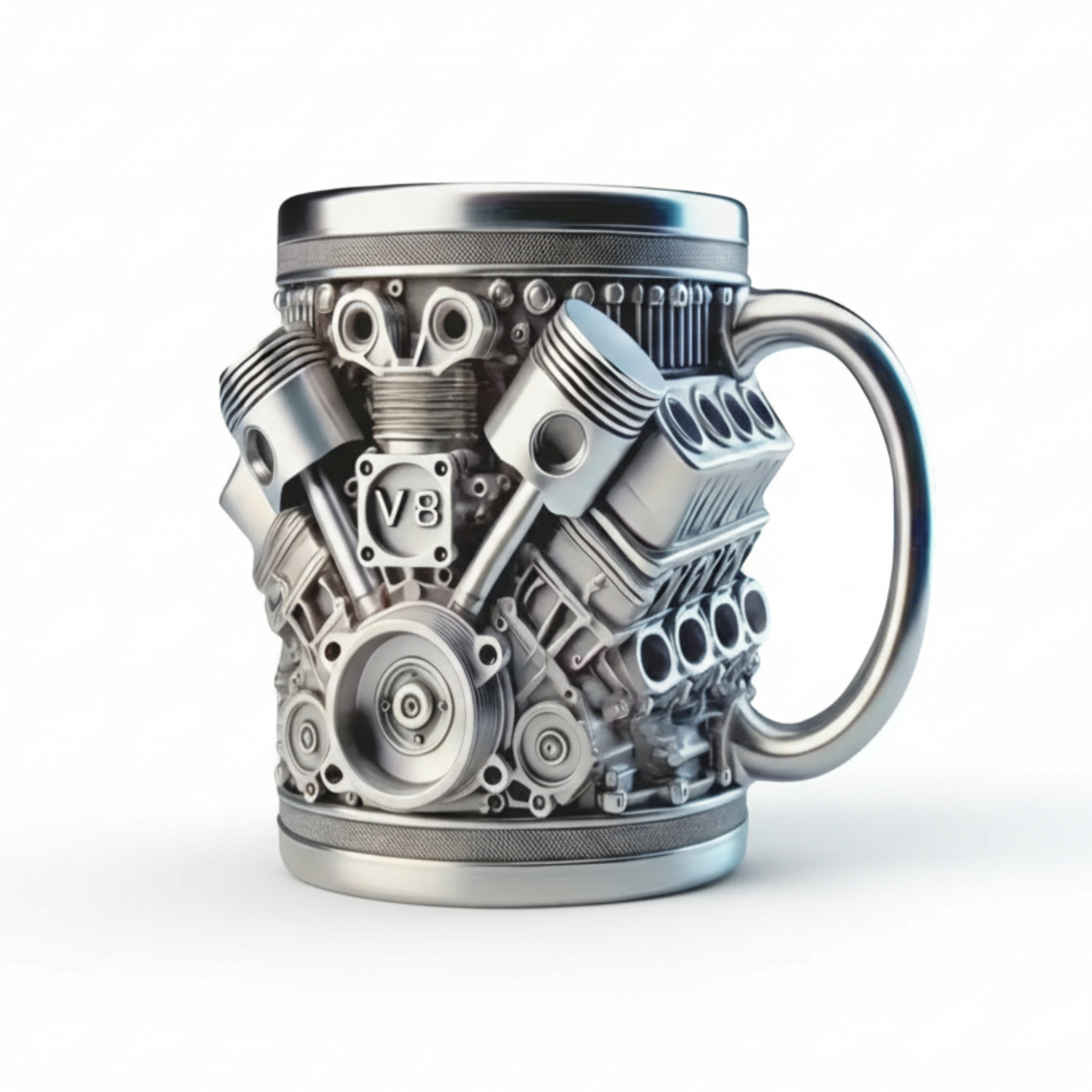 15oz V8 Engine Design Handmade Stainless Steel Mug
