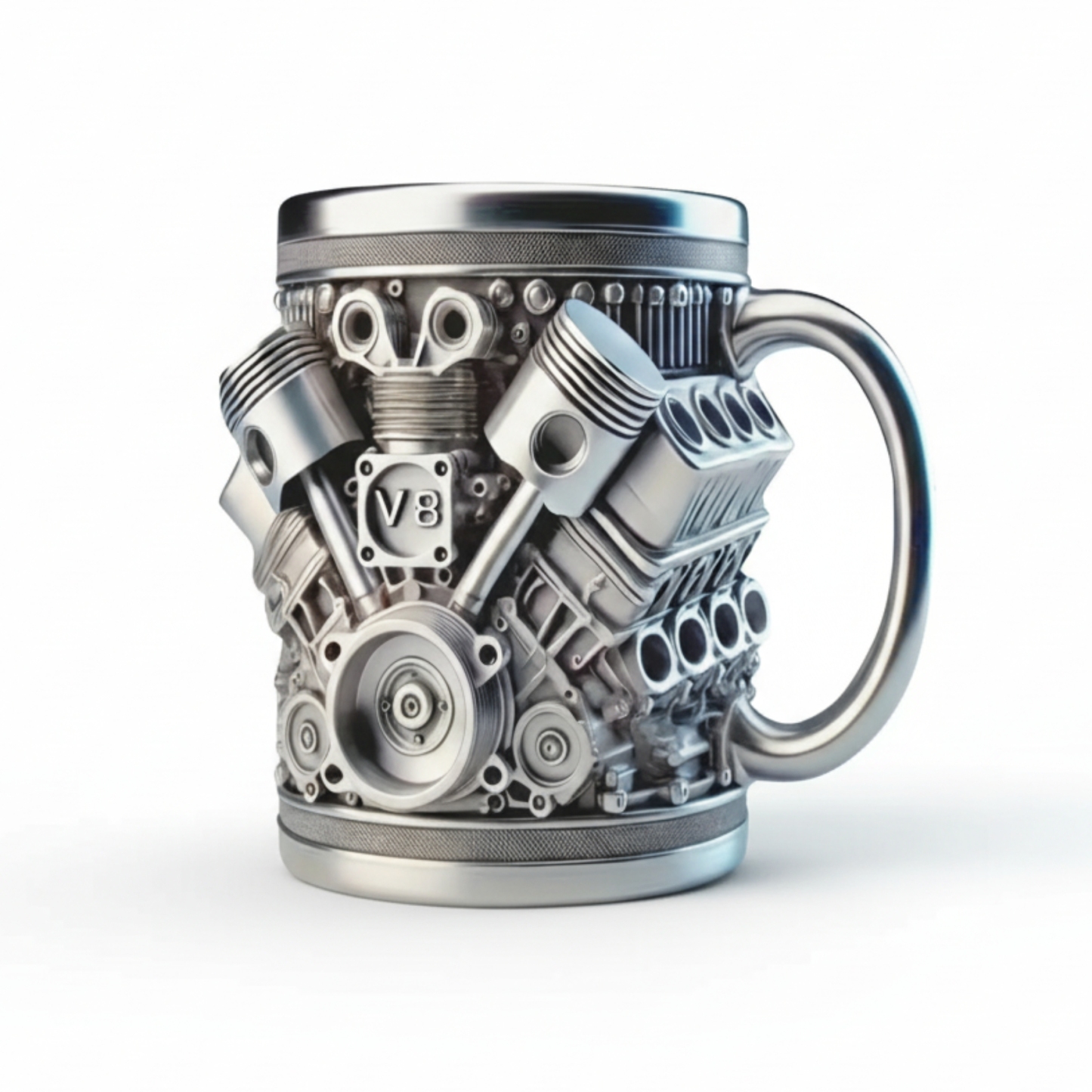 15oz V8 Engine Design Handmade Stainless Steel Mug