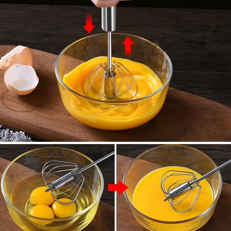 Manual Egg Whisk Blender With Push Design And Stainless SteelManual Stainless Steel Semi Automatic Whisk