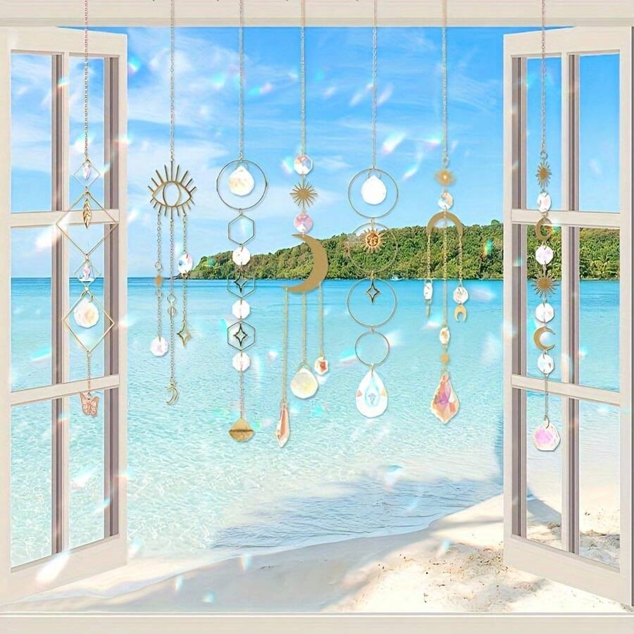 10 Piece Lotus Crystal Suncatcher Set