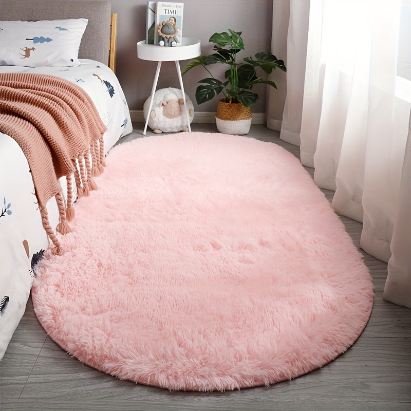 1pc of Oval Skin-friendly Soft Bedside RugSoft Oval Non Slip Plush Floor Rug For Bedroom  - Image 6