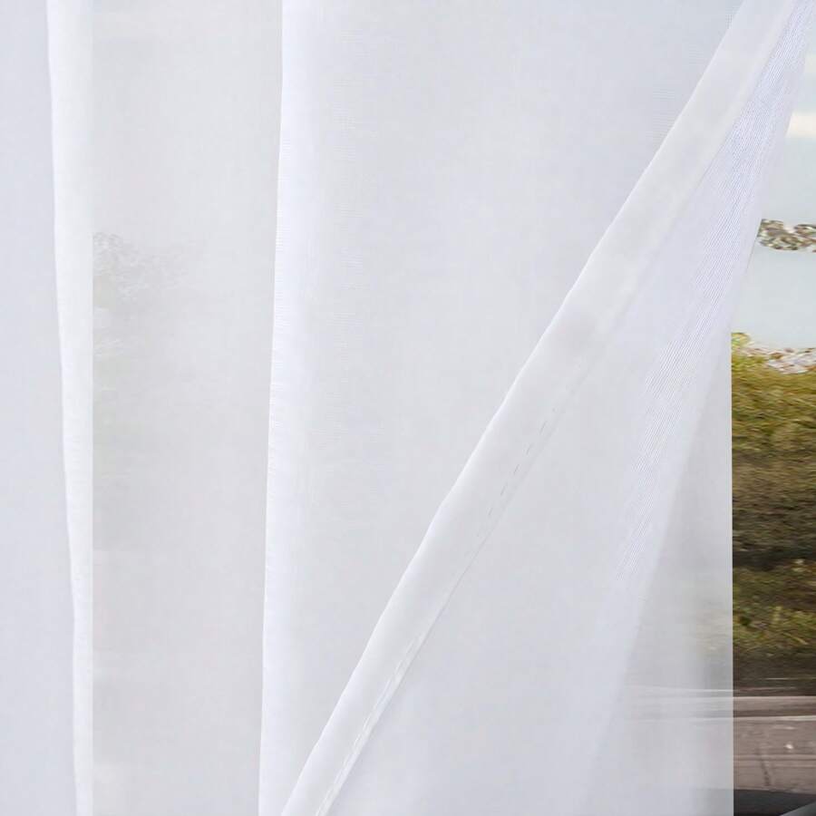 2 Pieces Of White Waterproof Outdoor Transparent Curtains