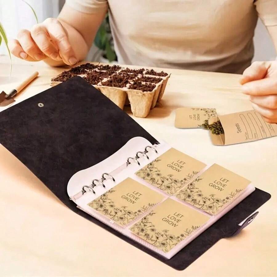 50pcs Kraft Seed Envelopes With Binder Pocket Set