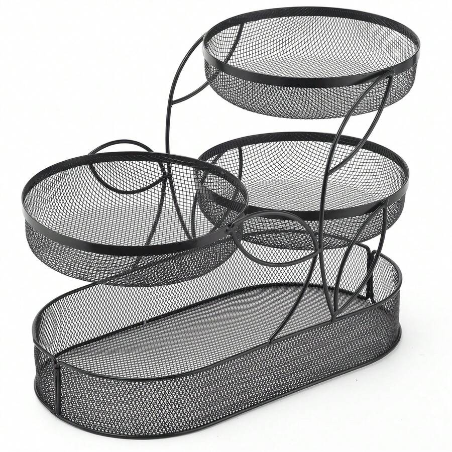 3 Tier Metal Fruit Basket Stand Rack For Kitchen And Dining