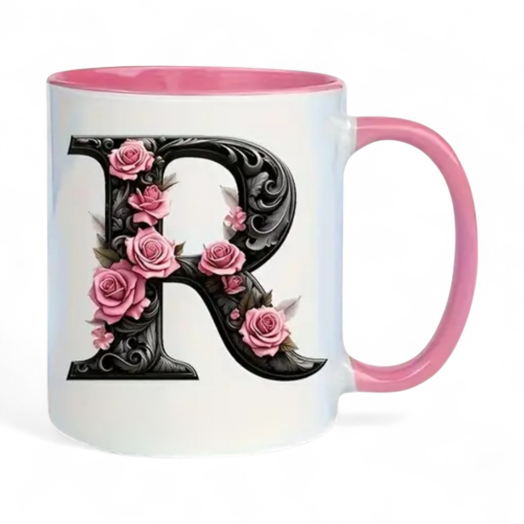 Alphabet Printed Ceramic MugFloral Alphabet Letter Printed Ceramic Coffee Mug - Image 18