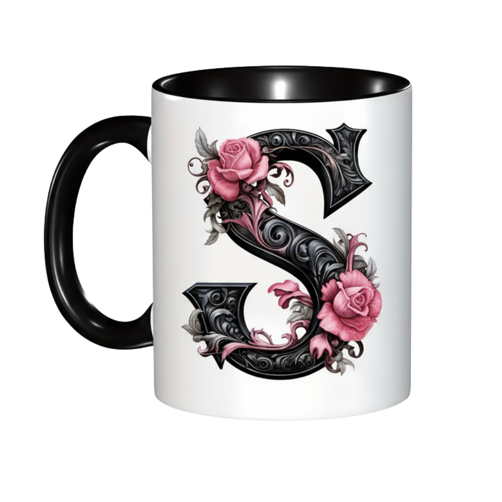 Alphabet Printed Ceramic Coffee MugFloral Alphabet Initial Ceramic Mug For Gifting - Image 19
