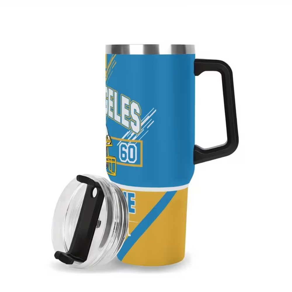 Los Angeles Football 40oz Tumbler with Name, Handle & StrawPersonalized Los Angeles Chargers Football Themed 40oz Tumbler - Image 4