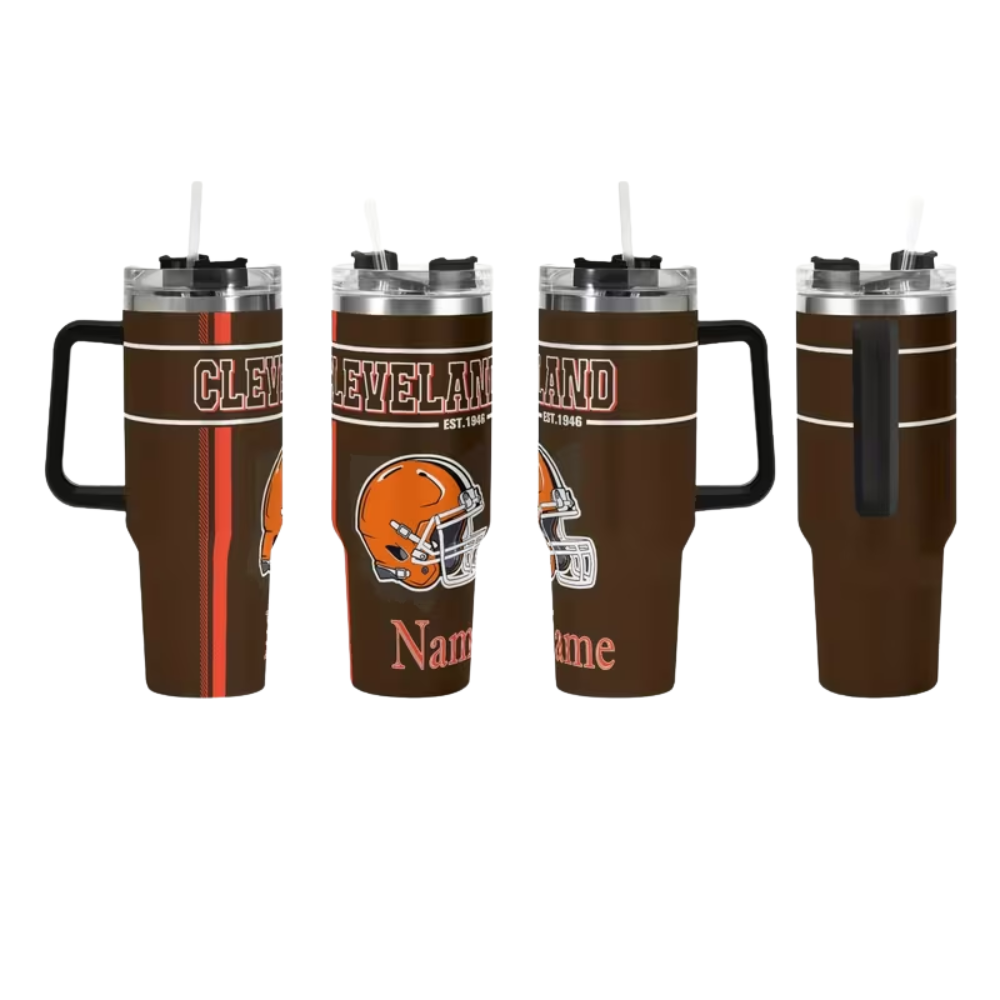 Custom Cleveland Browns Football 40oz Insulated Tumbler with Name