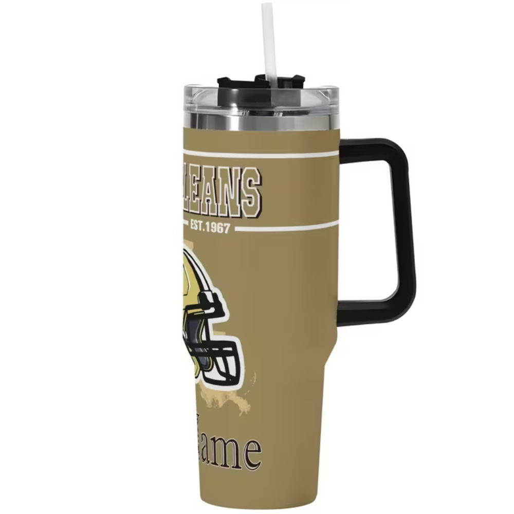 Custom New Orleans Football 40oz Insulated Tumbler with NameNew Orleans Saints Football Personalized Travel Tumbler - Image 2