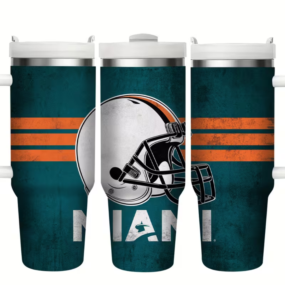 Durable, Miami Football 40oz Stainless Steel Tumbler
