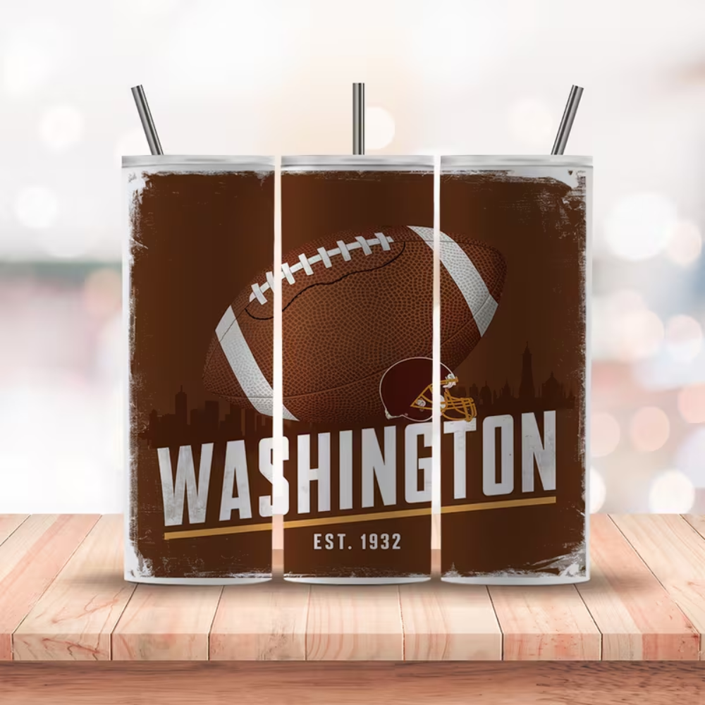 Washington Commanders Football Team Themed 20oz Stainless Steel Tumbler