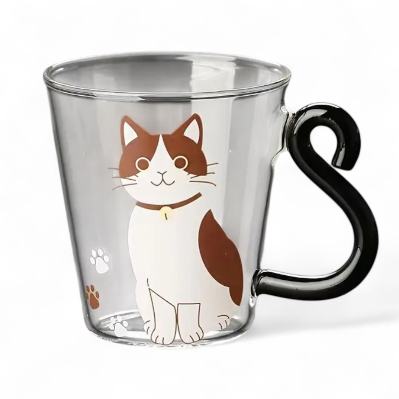 Cat Printed Borosilicate Glass Mug