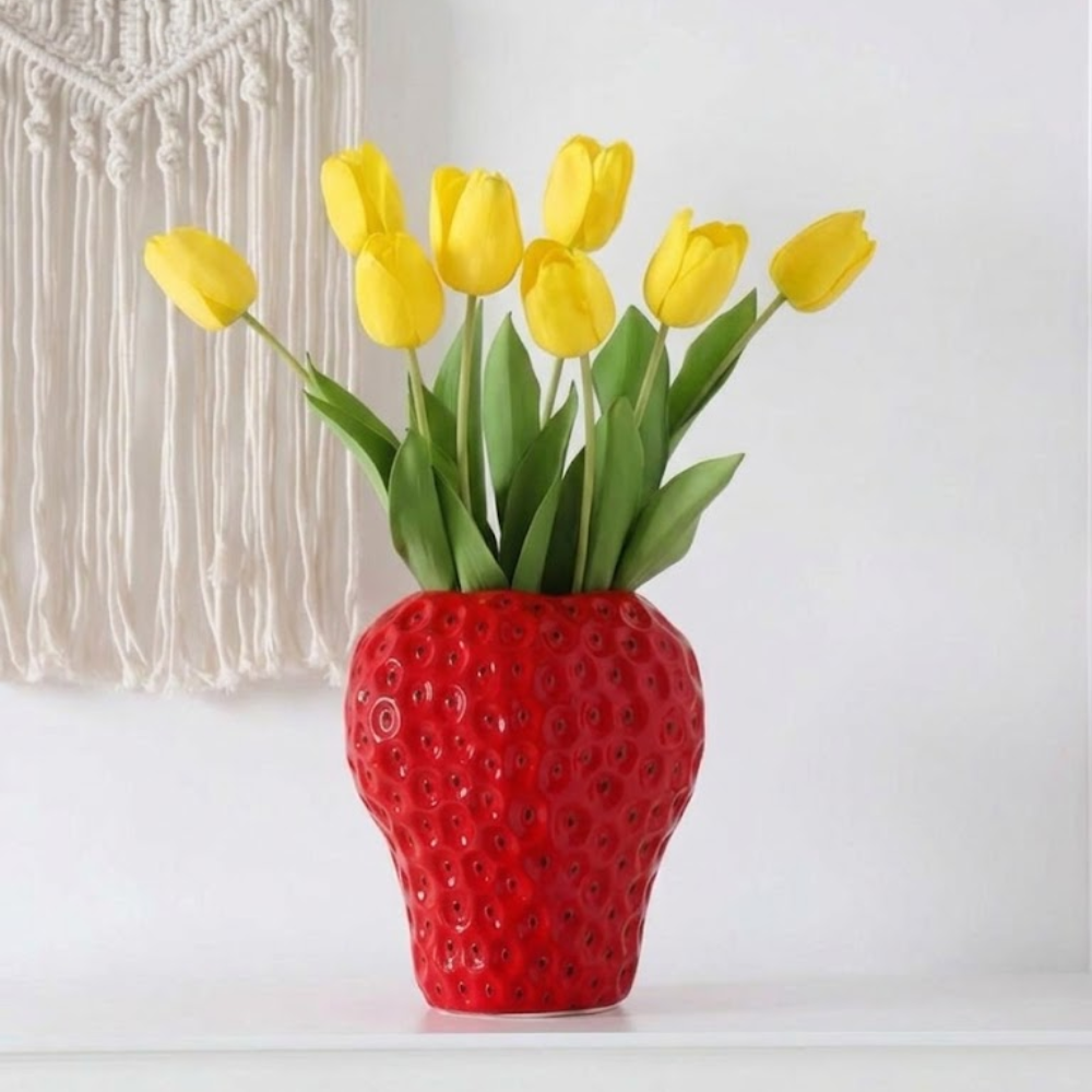Realistic Handmade Strawberry Resin Planter For Indoor Outdoor Decor Gift
