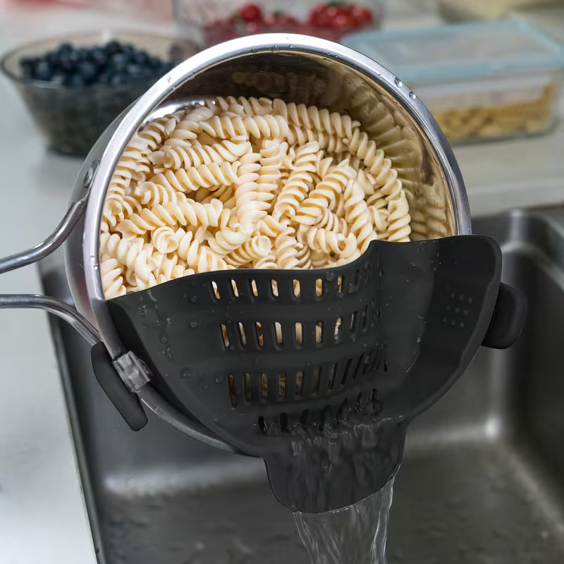 Clip On Pot Strainer For Pasta Vegetables Kitchen Colander Tool