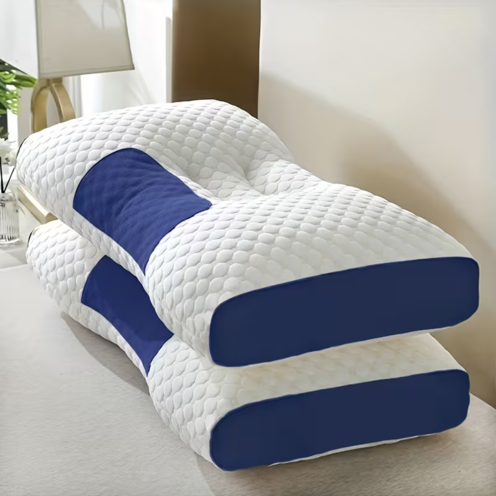 2peices Massage Neck Pillows Adjustable Ergonomic Orthopedic Contour Support2 Pieces Adjustable Ergonomic Cervical Support Sleeping Pillow - Image 2