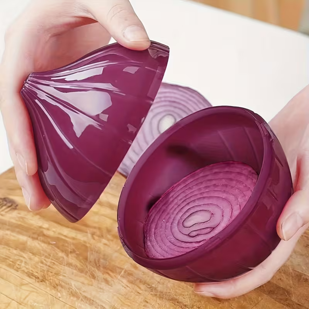 2 Pack Of Vegetable Shaped Onion Storage ContainerPurple Vegetable Shaped Onion Storage Case Set - Image 2