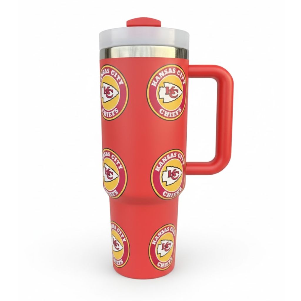Kansas City Chiefs Themed Travel Tumbler With Lid