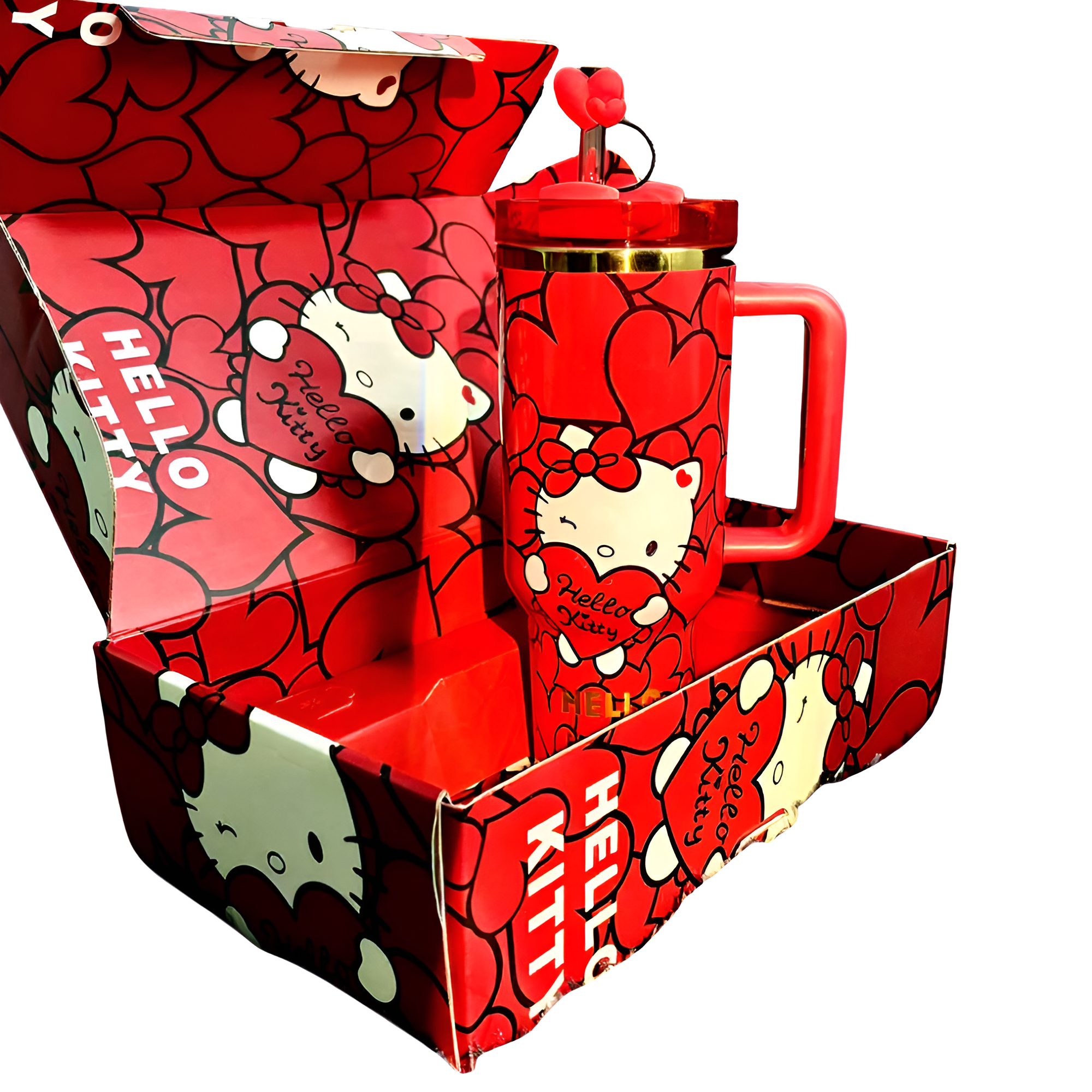 40oz Red Kitty TumblerKitty Themed Printed 40oz Tumbler Set - Image 5