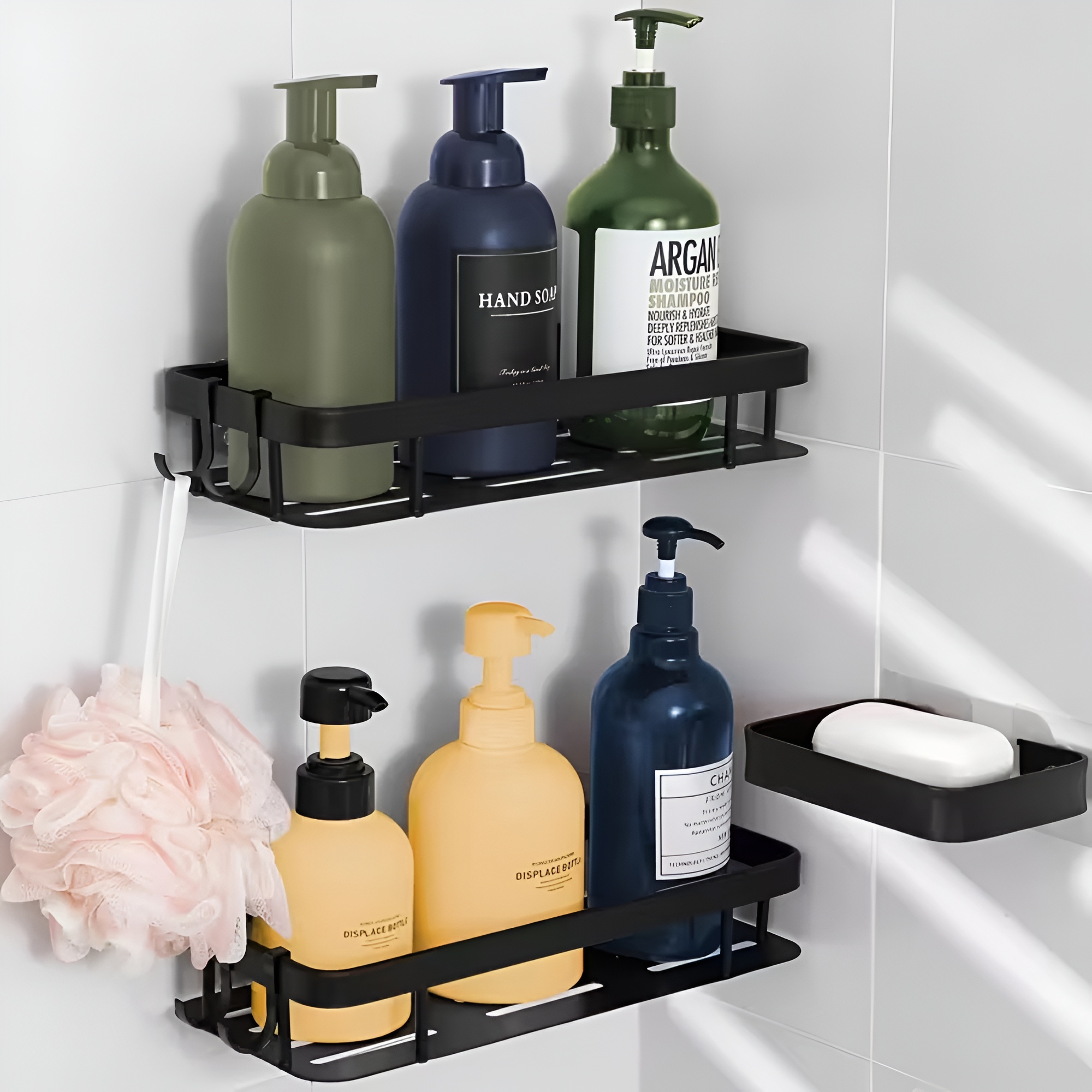 Capacity, No Drilling Required for Installation, Soap Holder, Floating Shelves for Bathroom And KitchenNo Drill Wall Shelf For Bathroom And Kitchen Storage - Image 2