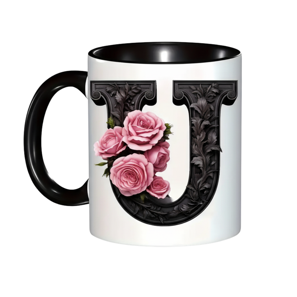 Alphabet Printed Ceramic Coffee MugFloral Alphabet Initial Ceramic Mug For Gifting - Image 21