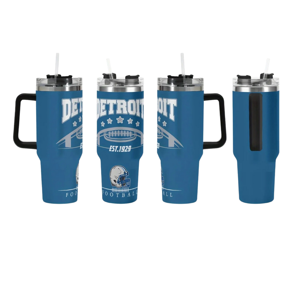 40oz Detroit Lions Football Team Themed Stainless Steel Travel Tumbler